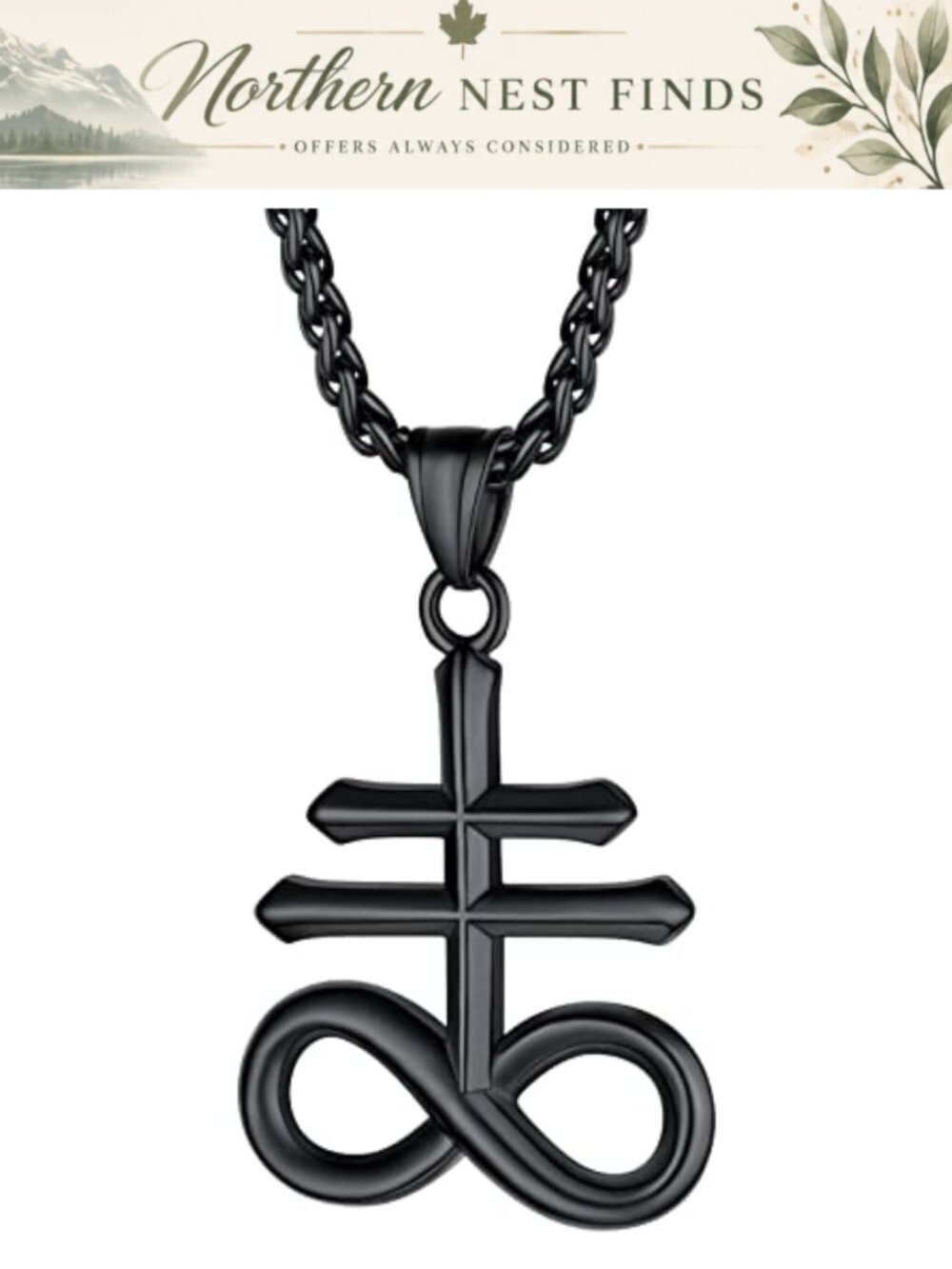 PROSTEEL Leviathan Cross Satanic Amulet Necklace 316L Stainless Steel 22 Inch